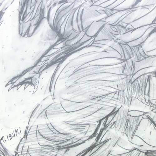 原画 鉛筆画 「ドラゴン」イラストボード 横20.5×縦28.5㎝ イラスト