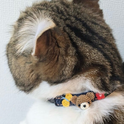 こぐま　猫さんにやさしい首輪【かぎ針編み　猫の首輪　猫　首輪　セーフティバックル　アジャスター　軽い　やわらかい】 19枚目の画像