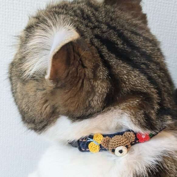 こぐま　猫さんにやさしい首輪【かぎ針編み　猫の首輪　猫　首輪　セーフティバックル　アジャスター　軽い　やわらかい】 19枚目の画像