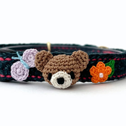 こぐま　猫さんにやさしい首輪【かぎ針編み　猫の首輪　猫　首輪　セーフティバックル　アジャスター　軽い　やわらかい】 10枚目の画像