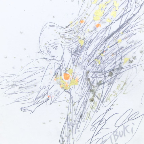 原画 鉛筆画「女神のデッサン」両面画 イラストボード 横24×縦31.5