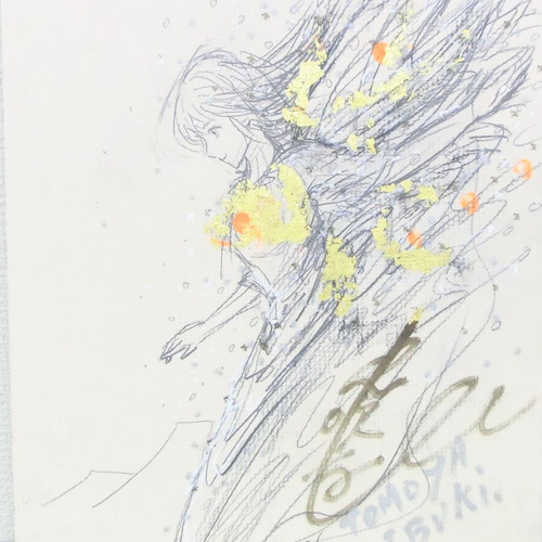 原画 鉛筆画「女神のデッサン」両面画 イラストボード 横24×縦