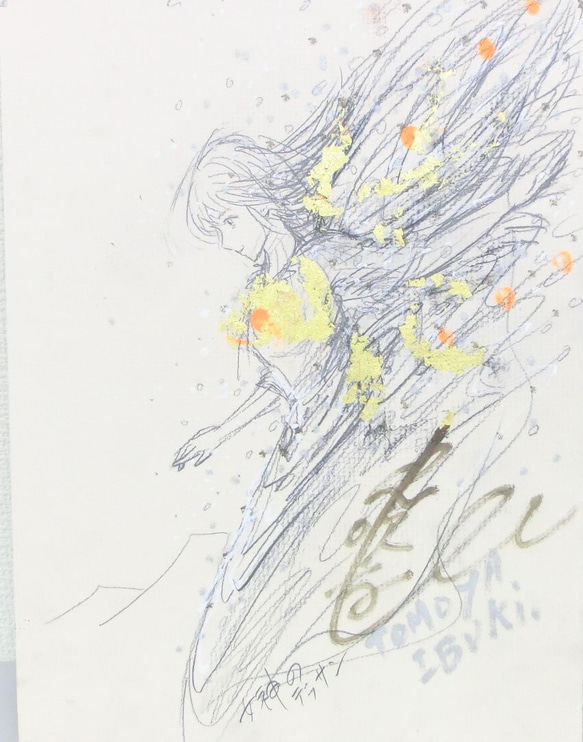 原画 鉛筆画「女神のデッサン」両面画 イラストボード 横24×縦31.5㎝ 9枚目の画像