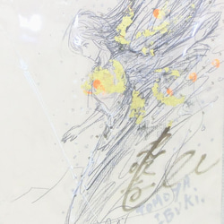 原画 鉛筆画「女神のデッサン」両面画 イラストボード 横24×縦31.5㎝ 2枚目の画像