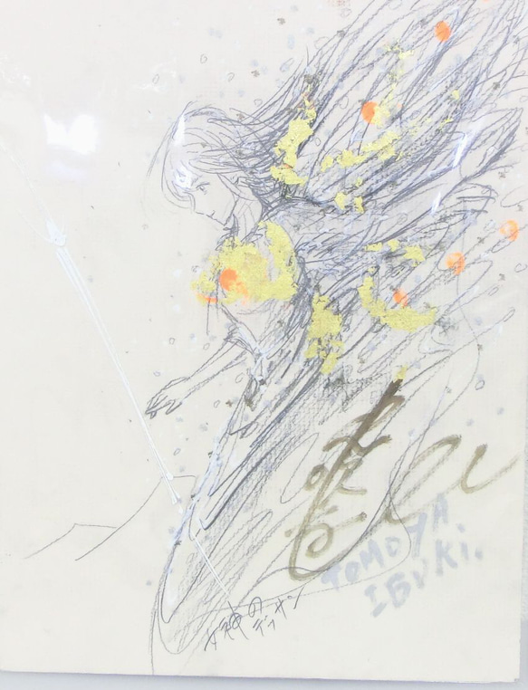 原画 鉛筆画「女神のデッサン」両面画 イラストボード 横24×縦31.5㎝ 2枚目の画像