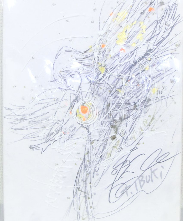 原画 鉛筆画「女神のデッサン」両面画 イラストボード 横24×縦31.5㎝ 5枚目の画像