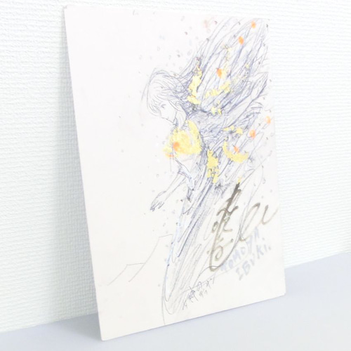原画 鉛筆画「女神のデッサン」両面画 イラストボード 横24×縦