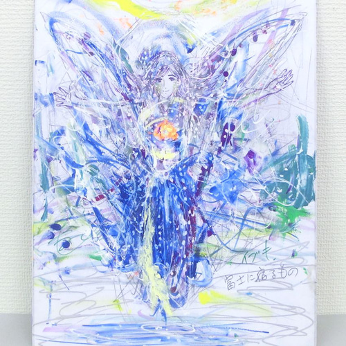 【粋】アクリル画　原画 原画 アクリル画「富士に宿るもの」両面画 イラストボード 横28×縦36.5