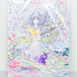 原画 アクリル画「富士に宿るもの」両面画 イラストボード 横28×縦36.5㎝ 2枚目の画像
