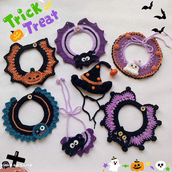 ハロウィン猫&犬&用襟型ペット首輪☆かぼちゃお化け 幽霊 リード