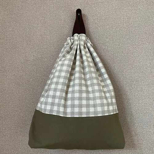 入園セット入学セット6点セット チェック柄グレー×カーキ 入園グッズ