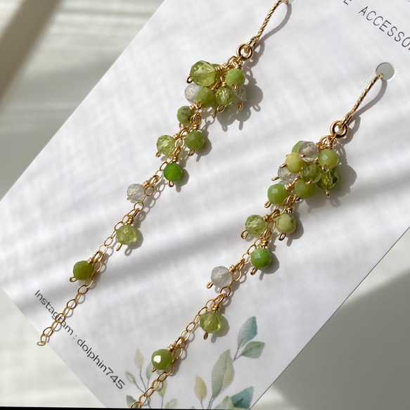 14kgfグリーンオパールピアス