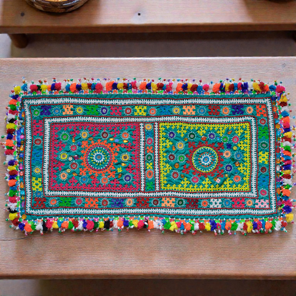 ミラー刺繍　クッションカバー　インド製