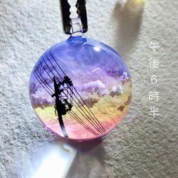 受注制作/S size】情景レジン-午後6時半 透明感/プレゼント/雲/空