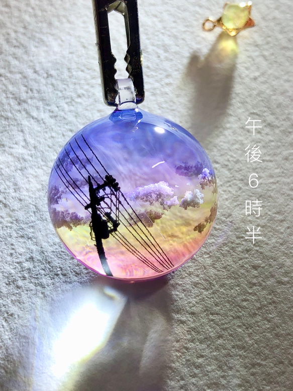 受注制作/S size】情景レジン-午後6時半 透明感/プレゼント/雲/空