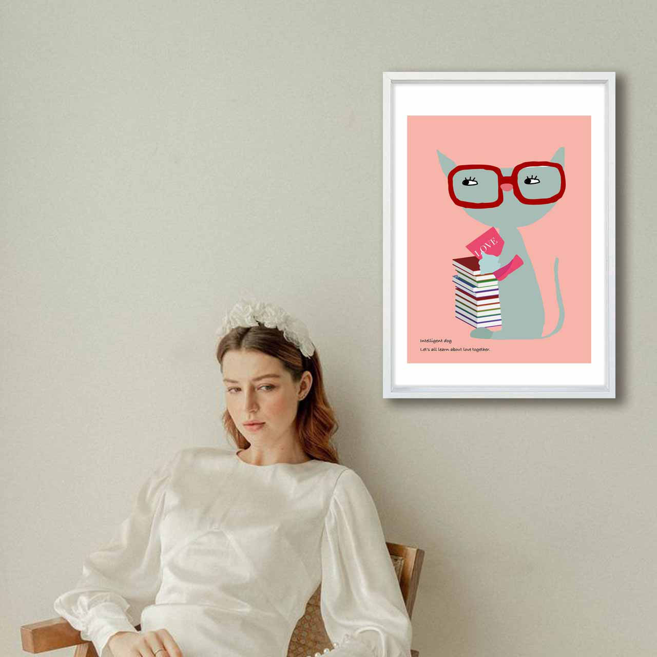 LOVEの勉強　犬　イラスト　ポスター　A4 A3 A2 A1　アートポスター　アート/sei/新着順検索　2032