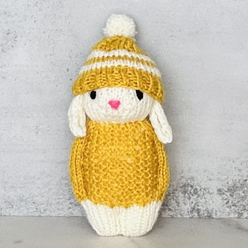 ドリカム風　あみぐるみ人形セット6体 たれ耳うさぎ 黄色かのこセーター あみぐるみ ぼうぐるみ