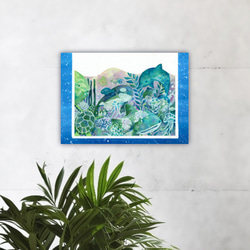 アート原画：「Aquarium」キャンバス木枠/油絵/海の生き物/ 2枚目の画像