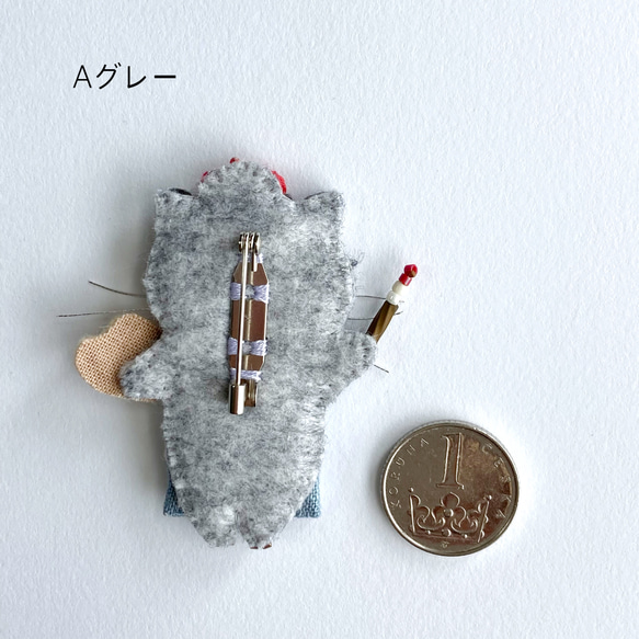 秋のおともだちブローチ　トラ猫　ビーズ刺繍　オートクチュール刺繍 8枚目の画像