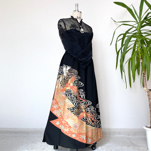 着物リメイク　no.98　黒留袖ドレス 着物リメイク no.98 黒留袖ドレス