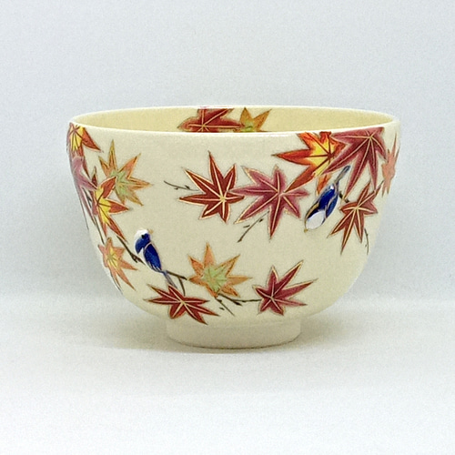 PUKKURI”茶盌「紅葉に瑠璃鳥 リニューアルver.」京焼・清水焼 京都
