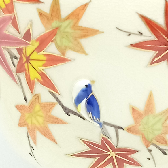 ”PUKKURI”茶盌「紅葉に瑠璃鳥 リニューアルver.」京焼・清水焼　京都　伝統工芸品　京焼　清水焼　抹茶盌 京焼 紅葉に瑠璃鳥