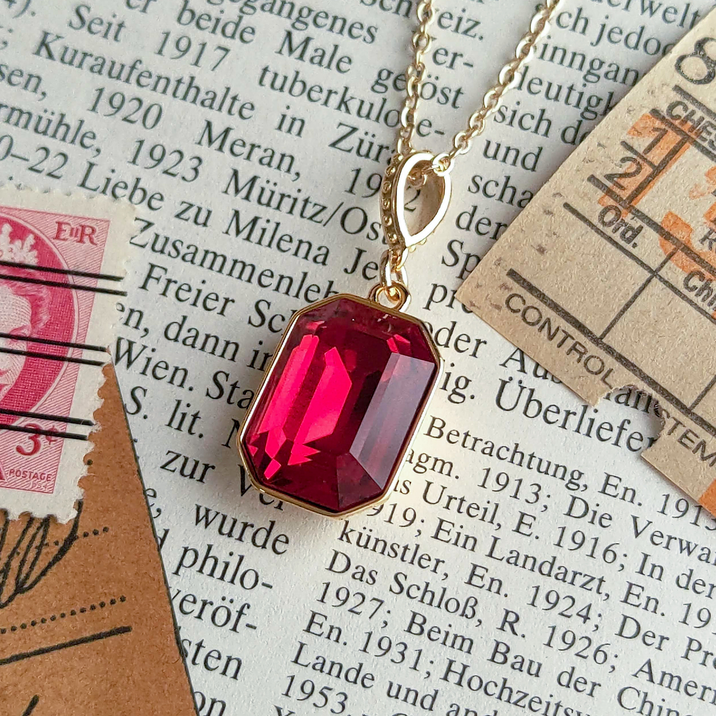 レッドスピネルネックレスボタンカットシルバーアジャスター5センチ