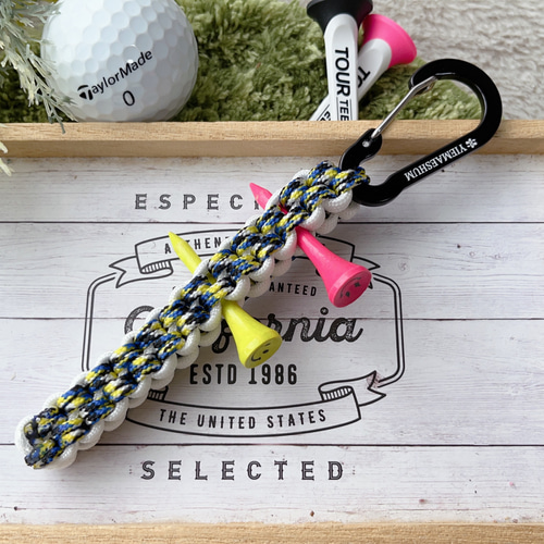 パラコード　ゴルフティーホルダー パラコード✶ゴルフティーホルダー✶ノーマル✶カラビナ色変更可