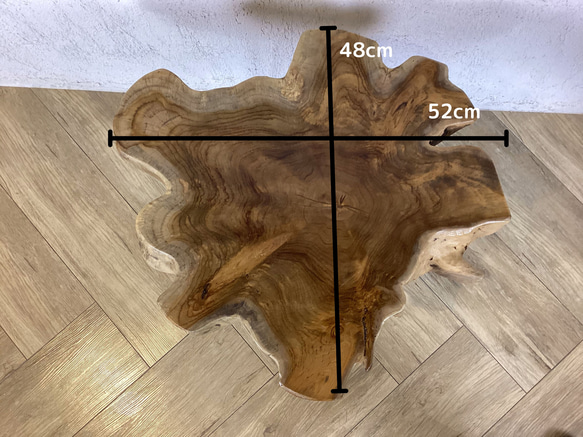 【送料無料】#46 チーク 切り株 木目天板 鉄脚テーブル サイドテーブル スツール 花台 飾り台 oth551 6枚目の画像
