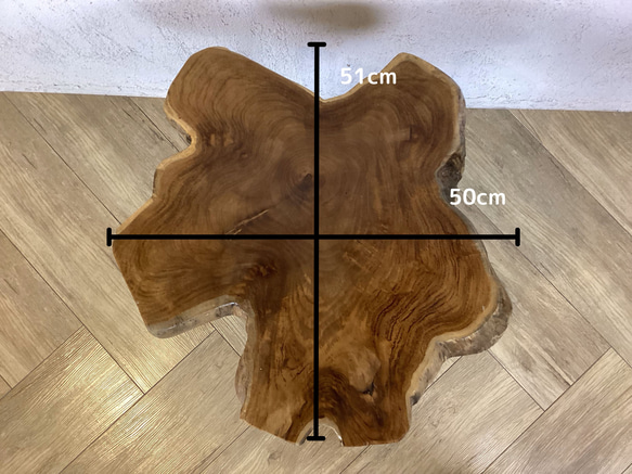 【送料無料】#47 チーク 切り株 木目天板 鉄脚テーブル サイドテーブル スツール 花台 飾り台 oth551 6枚目の画像