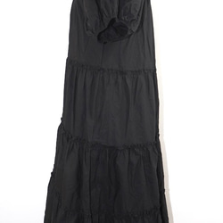 Puffsleeve Tiered Long Flare Onepiece (black) ロング丈ワンピース ブラック 7枚目の画像