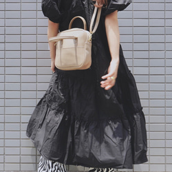 Puffsleeve Tiered Long Flare Onepiece (black) ロング丈ワンピース ブラック 6枚目の画像