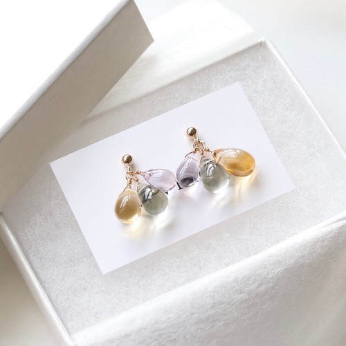 高品質＊グリーンアメジスト＊一粒＊14kgf＊ピアス＊535 高品質＊グリーンアメジスト＊一粒＊14kgf＊ピアス＊535