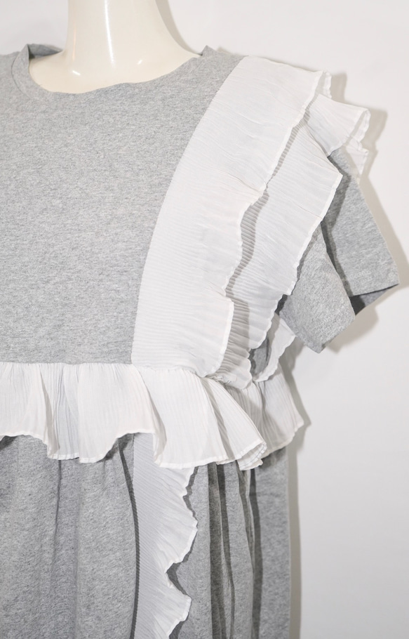 Frill Design T-shirts Mini Onepiece (grey)ワンピース グレー 灰色 ガーリー 7枚目の画像
