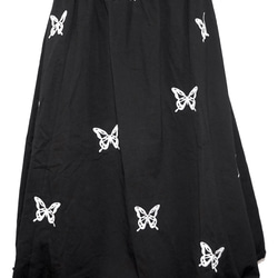 Butterfly Embroidery Flare Long Skirt (black) フレアスカート ブラック 黒 8枚目の画像