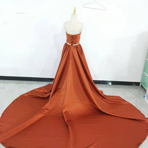 大好評中！カラードレス 茶色テラコッタ ベアトップ 二次会 前撮り  