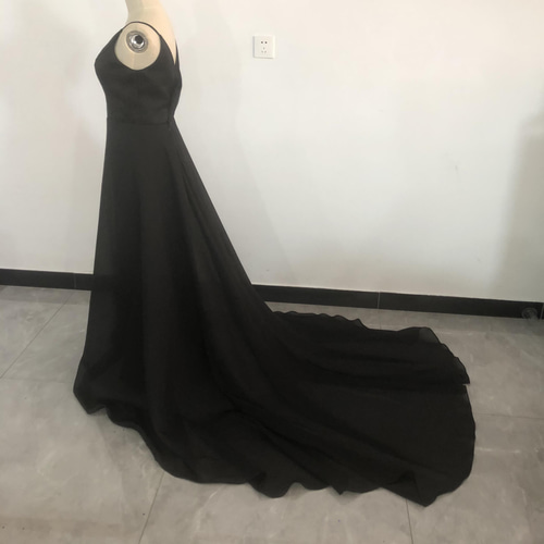 大好評中！パーティードレス 黒 ソフトチュール キャミソール バック  