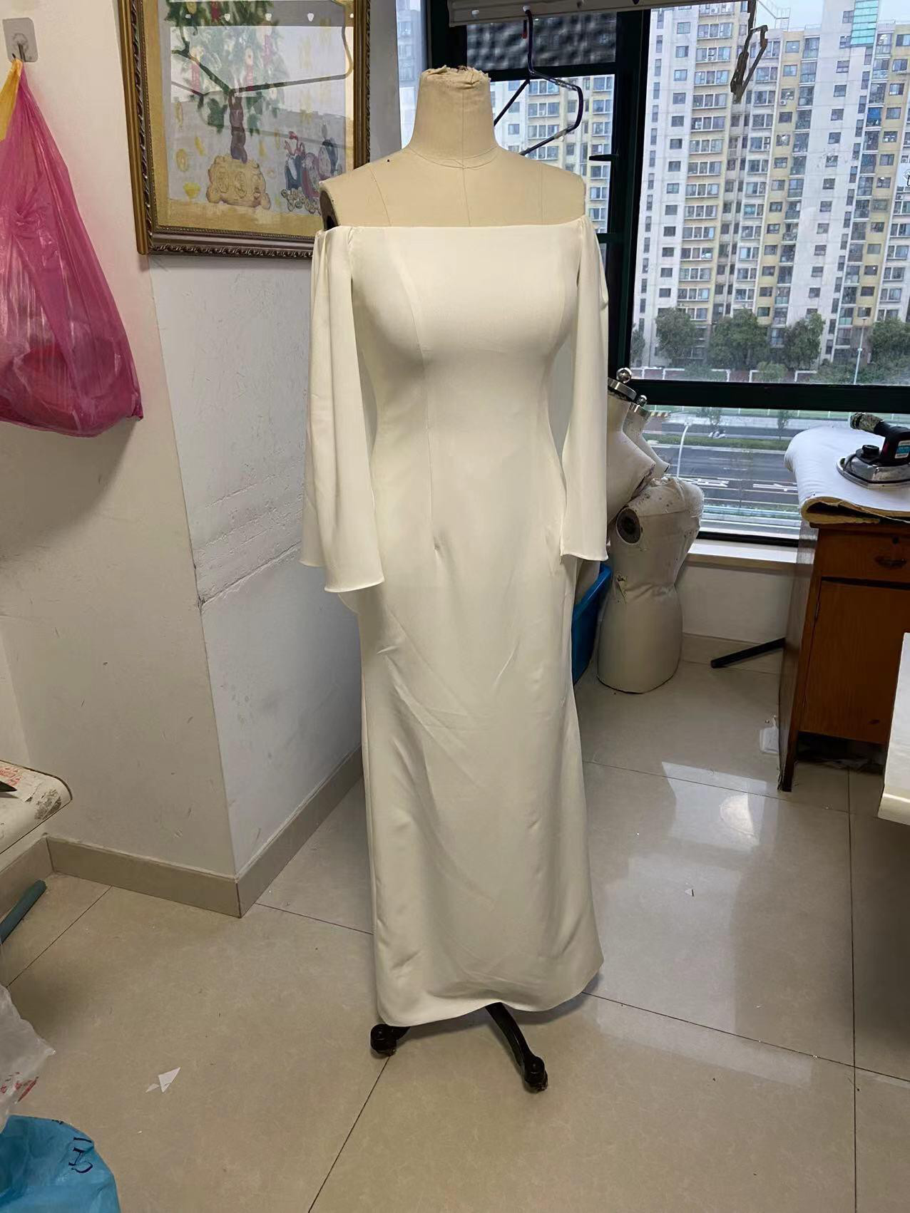 フランス風 オフショル ウエディングドレス ロングドレス 前撮り 二次会/挙式