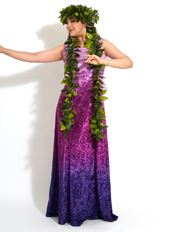 ベロアドレス　選べるカラー＆デザイン　グラデーション　クラッシュベロアドレス　　フラダンス衣装　 10枚目の画像