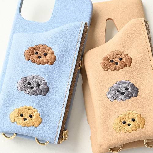 多機種対応 スマホケース 【 刺繍 まるっと 付け替えポーチ トイ