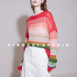 【モヘアウール混】美しい虹のグラテーション　ゆったりシルエット　プルオーバー【秋冬春】 6枚目の画像