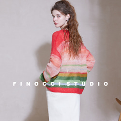 【モヘアウール混】美しい虹のグラテーション　ゆったりシルエット　プルオーバー【秋冬春】 3枚目の画像