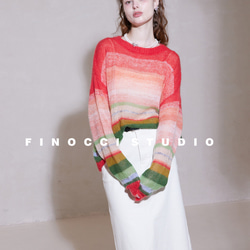 【モヘアウール混】美しい虹のグラテーション　ゆったりシルエット　プルオーバー【秋冬春】 8枚目の画像