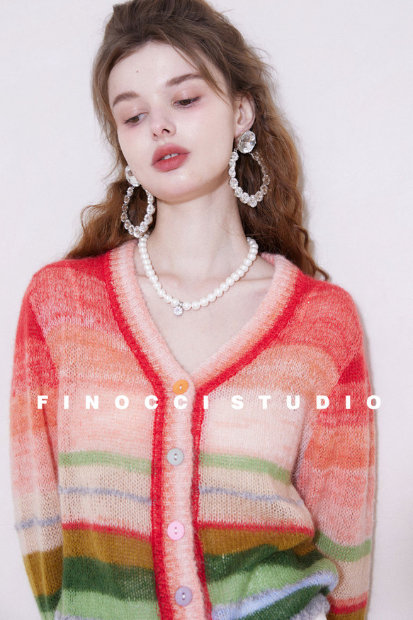 【モヘアウール混】美しい虹のグラテーション　ゆったりシルエット　プルオーバー【秋冬春】 11枚目の画像