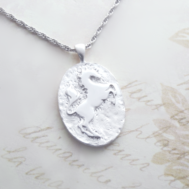 純銀 ホース 馬 デザイン ペンダント ネックレス SILVER1000