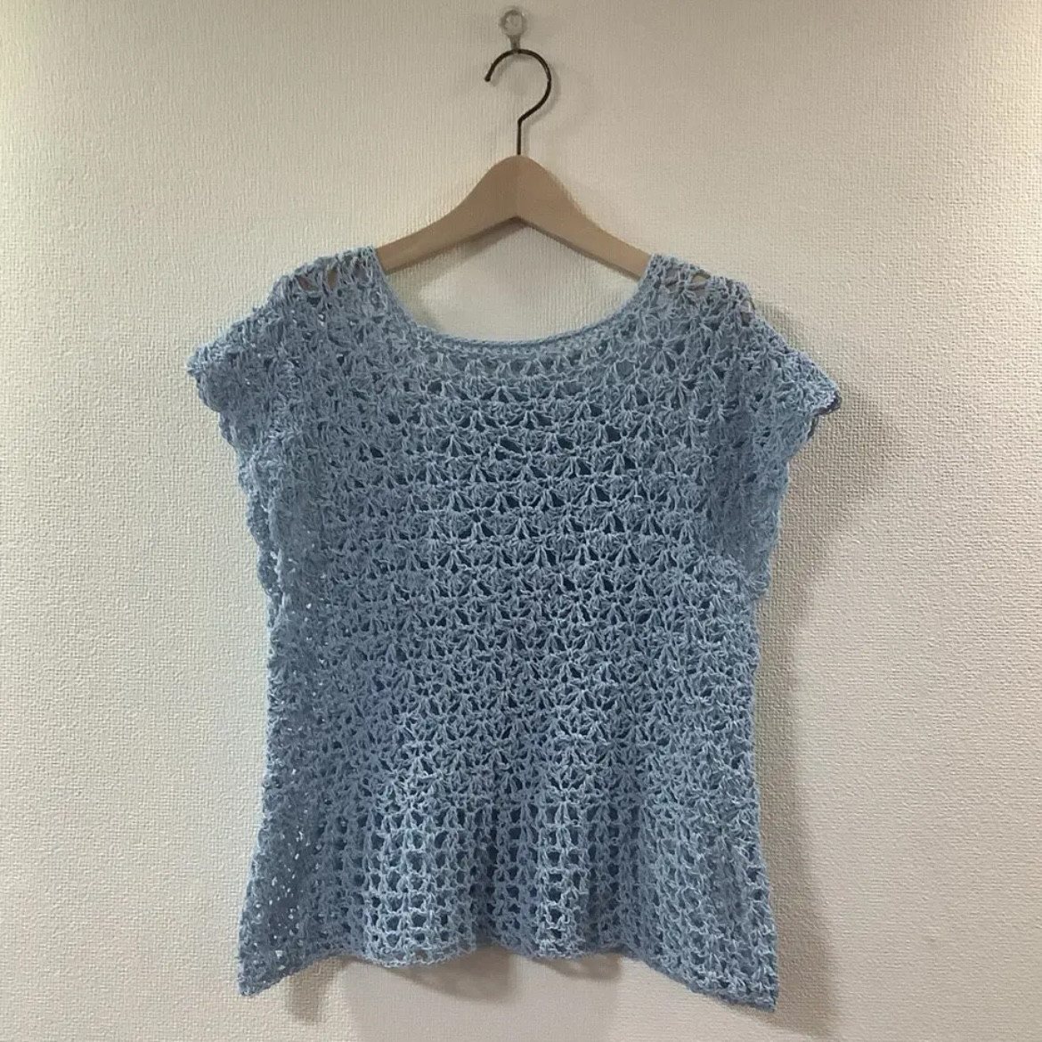 ⭐︎handmade⭐︎手編み　水色コットンニット