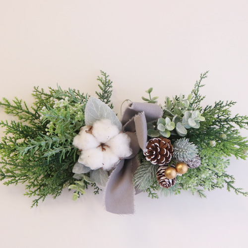 大人シンプル クリスマススワッグ 横長 アーティフィシャル アート