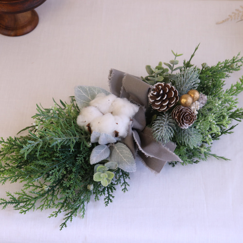 大人シンプル クリスマススワッグ 横長 アーティフィシャル アート