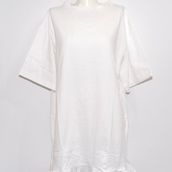 Frill-Hem Big Tshirts Onepiece (white) 半袖Tシャツ ホワイト 白 カジュアル 4枚目の画像