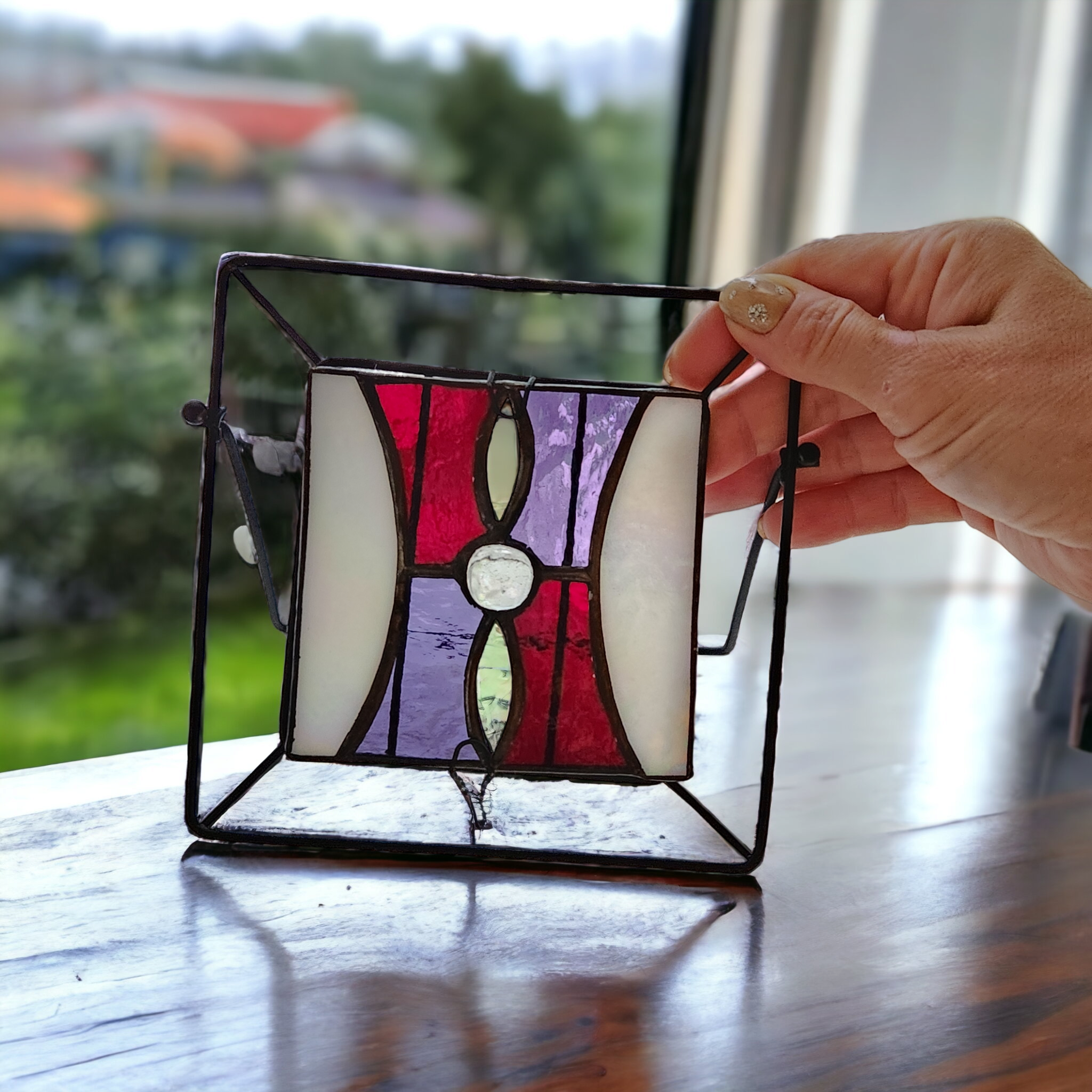 プチケーキのステンドグラスパネル